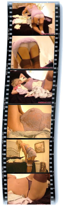 Video of Sonia Playing in Ladies' Lingerie Stockings Garters & High-Heels