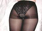 Pictures of girls wearing panties under black pantyhose