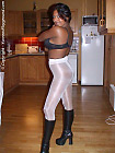Picture of East Indian Girl in Sparkle Pantyhose Black Lace Bra Leather Boots