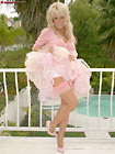 pink brief panties nylon stockings petticoat high-heels